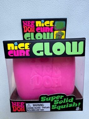 SHIPS TODAY! Nee Doh Nice Cube Glow in the Dark Pink Squishy TikTok Viral Toy